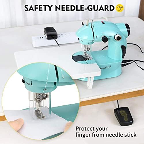 Blue mini sewing machine with extension table — photo 4