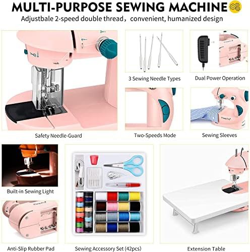 Pink mini sewing machine with accessories — photo 3