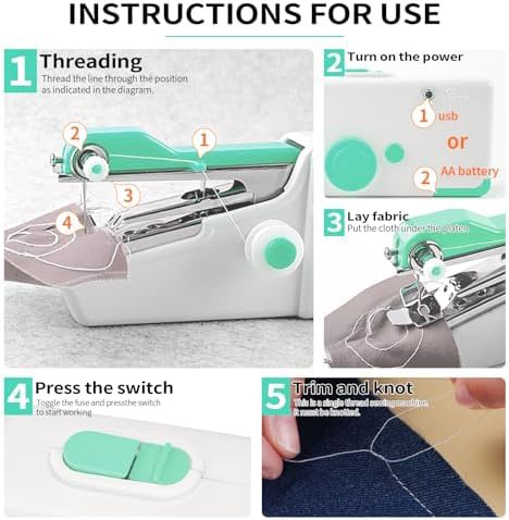Rechargeable cordless handheld sewing machine blue — photo 4