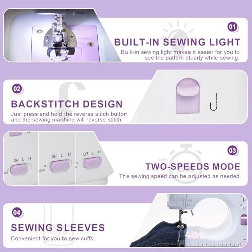 Small Beginner Sewing Machine with LED Light — photo 3
