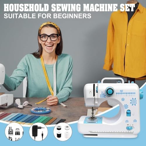 Blue mini sewing machine with extension table — photo 3