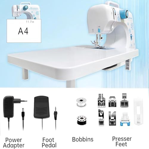 Blue mini sewing machine with extension table — photo 5