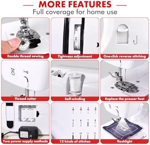 Red portable mini dual speed sewing machine — photo 3