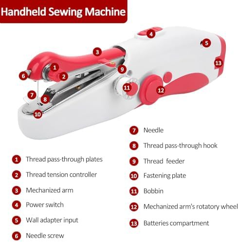 Manual handheld sewing machine in red — photo 4