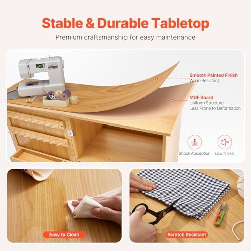 Multipurpose folding sewing table in wood color — photo 5