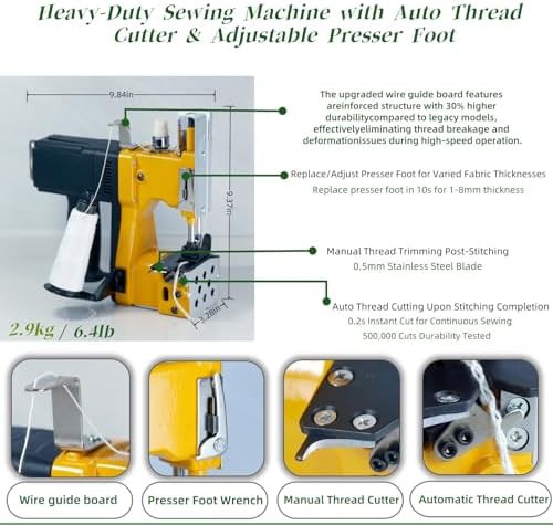 Yellow industrial bag sewing machine — photo 4