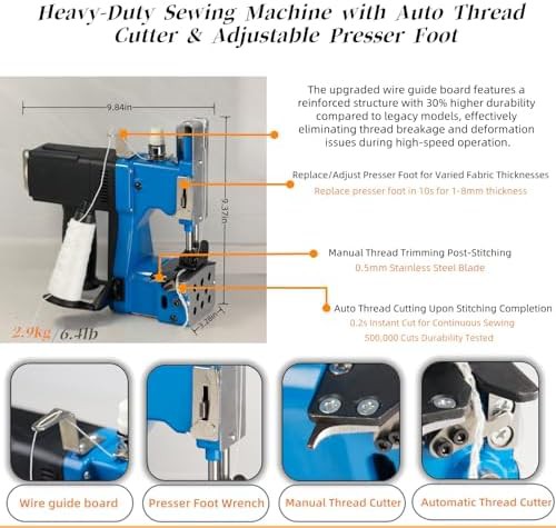 Heavy duty blue corded bag stitcher — photo 3