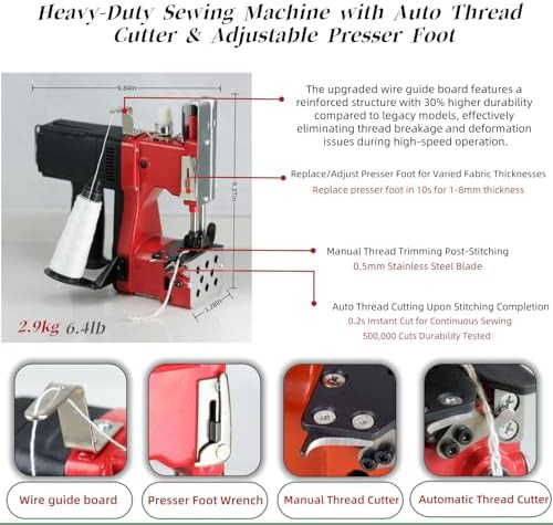 Red heavy duty corded bag closer — photo 3