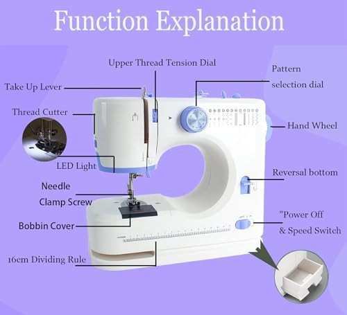 White and blue beginner machine with threads — photo 3