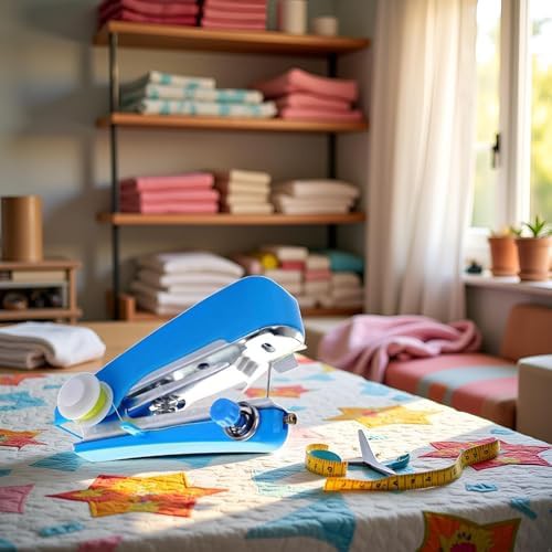 Blue manual handheld sewing machine — photo 3