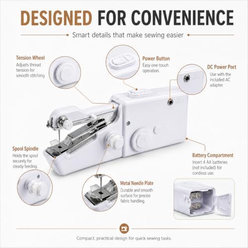 White handheld cordless sewing machine with kit — photo 4