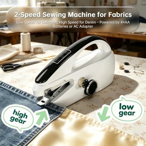 Handheld sewing machine with gray storage case — photo 3