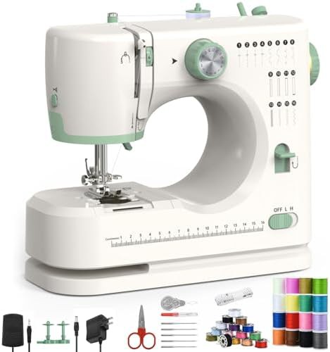 Adjustable speed sixteen stitch sewing machine