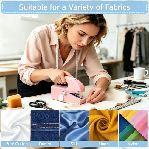 Handheld sewing machine with pink leather case — photo 3